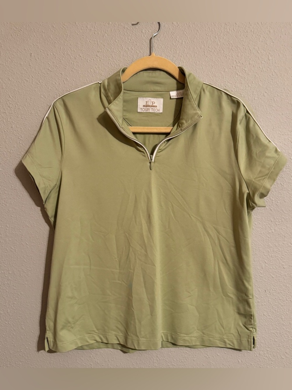 EP‎ Pro Tour Tech Golf Polo 1/4 Zip Short Sleeve Sage Green L